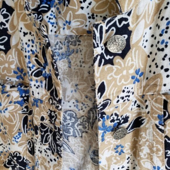 Christopher & Banks Linen/Rayon Blend Jacket Blazer Floral size S Resort Boho - Picture 9 of 12